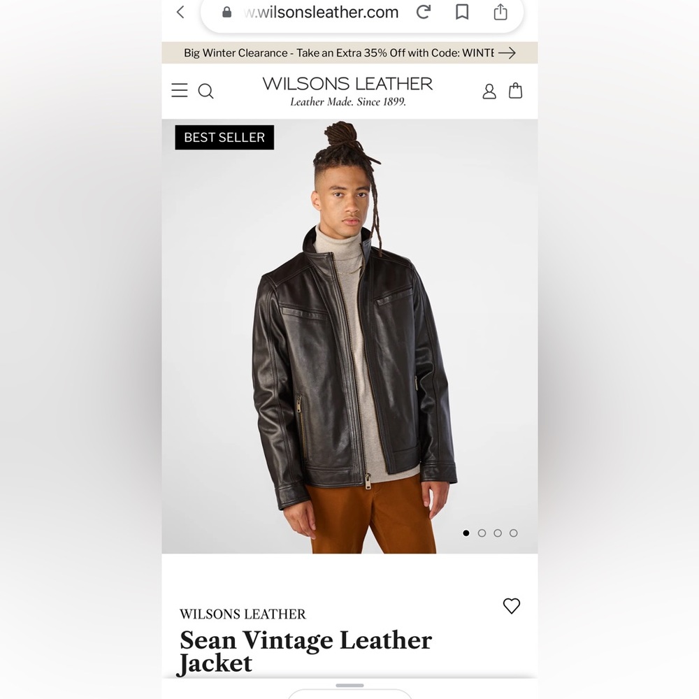 NWOT Wilsons men’s leather jacket. Brand new. Never worn.Smoke free home.